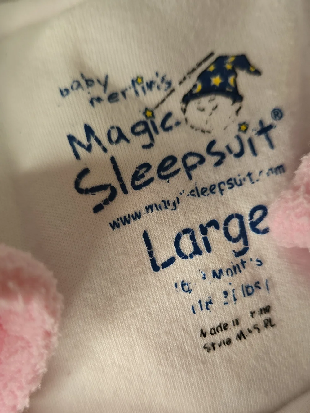 BABY MERLIN’S Magic Sleepsuit -large 6-9 Months Baby Girl